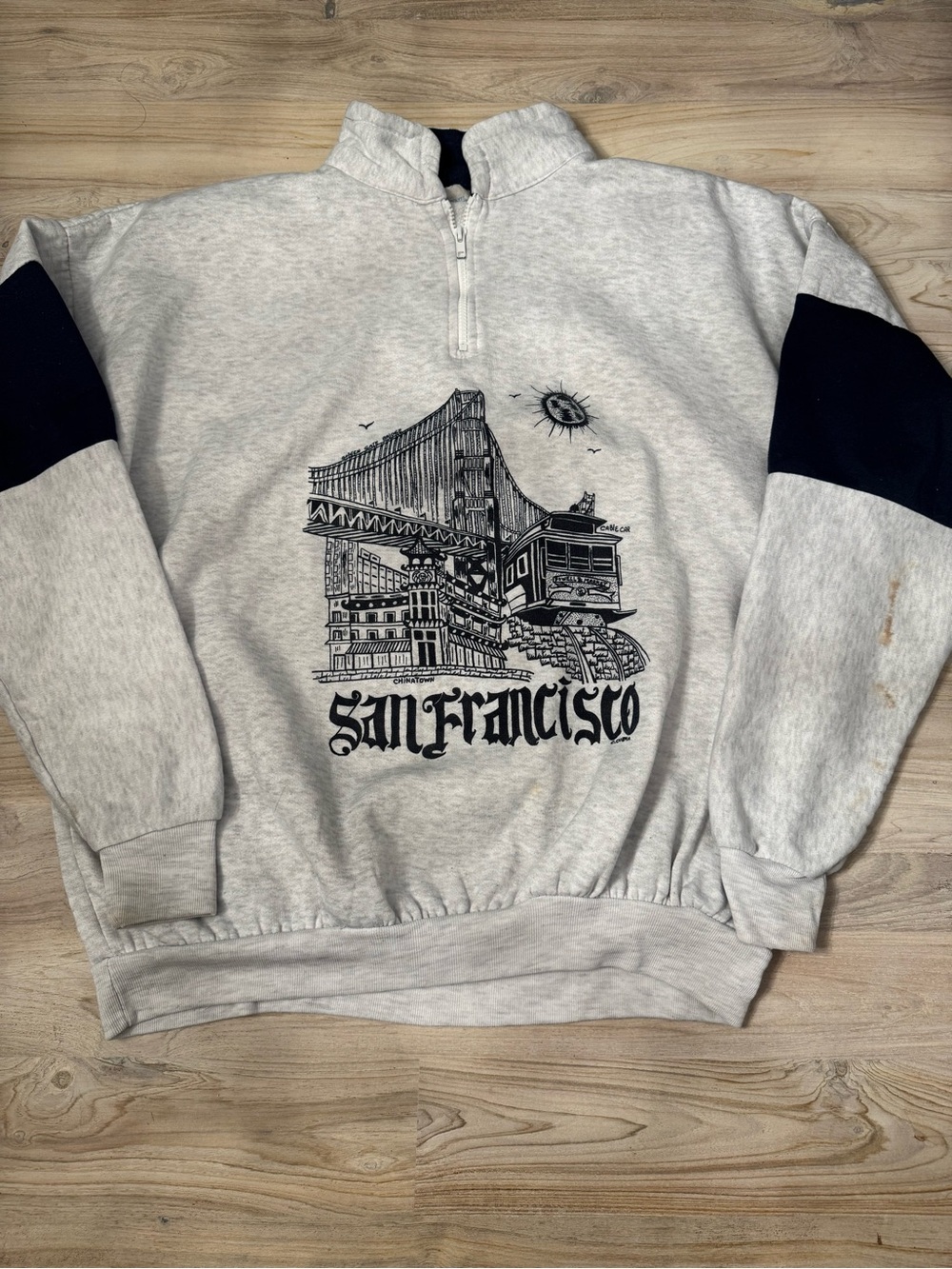 Magic Men's Half-Zip Sweatshirt - Light Gray & Black Sleeve Panels